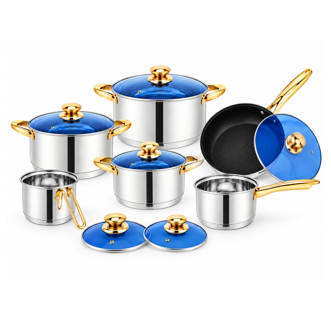 Juego de Ollas Acero Inoxidable Economica Cookmax 12 Pz.