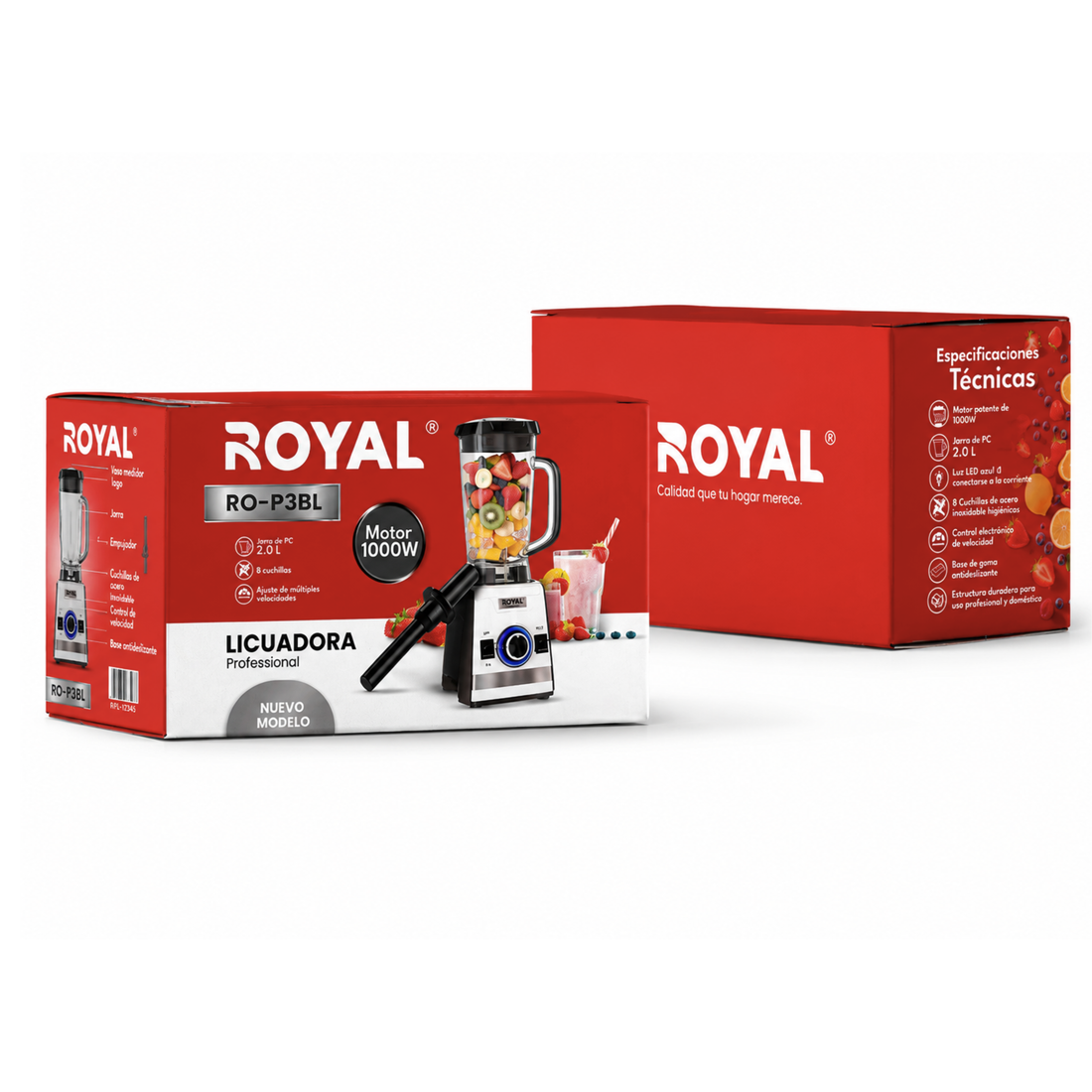 Licuadora Professional Premium Royal 1,000W 2 Lts.