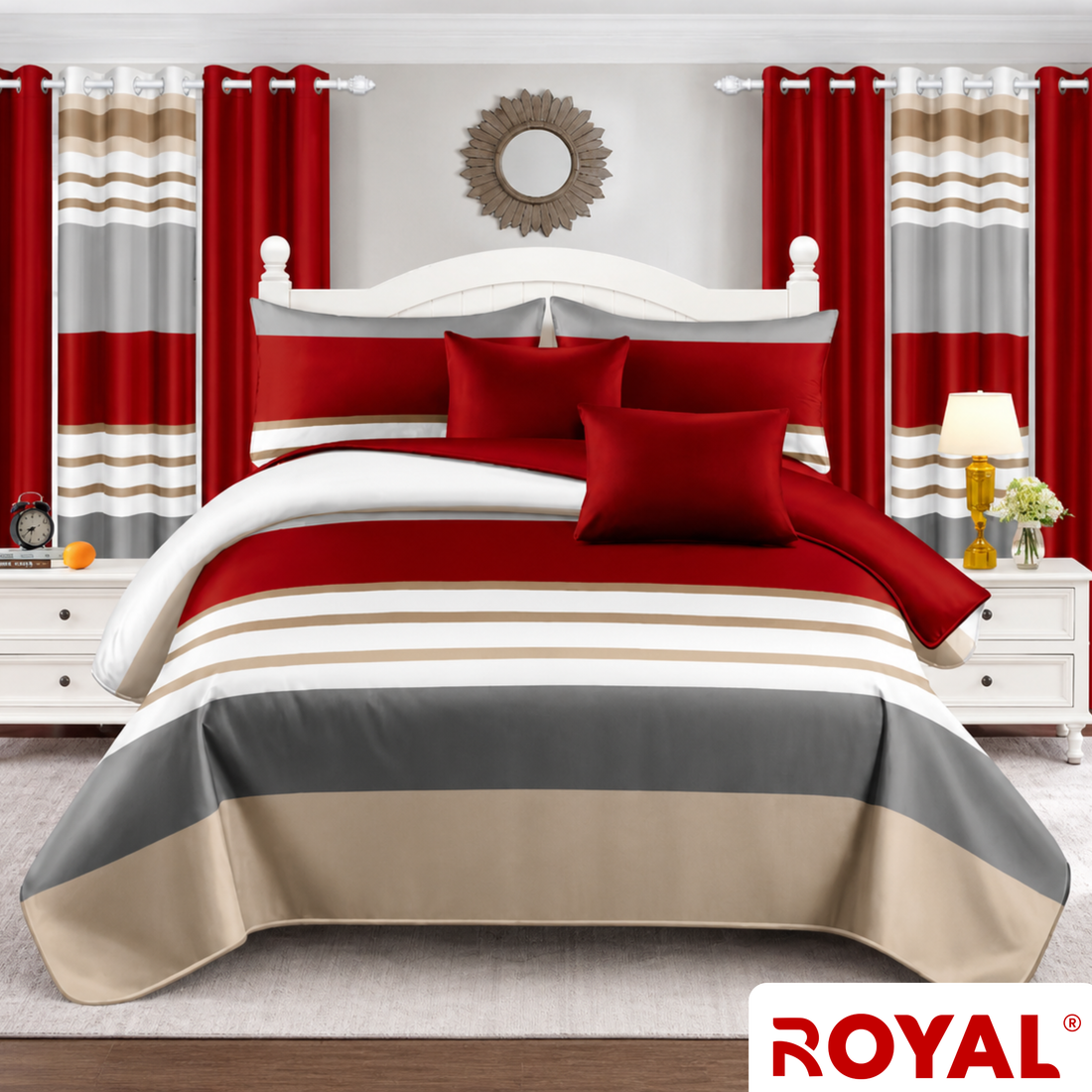Juego de Sabanas Con Cortina King Premium Royal 6 Pz.