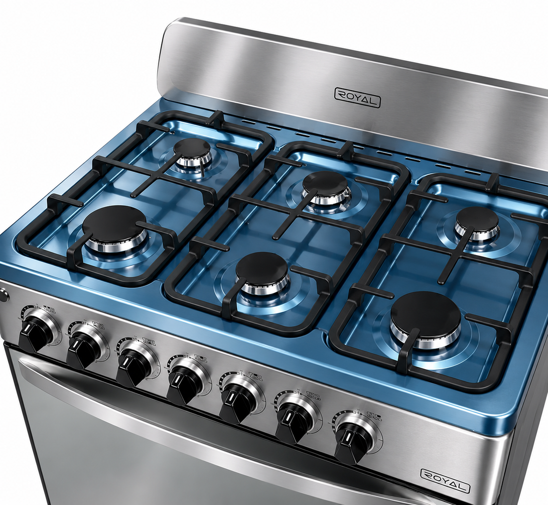 Estufa de Gas 30" 6 Quemadores Con Parilla Royal