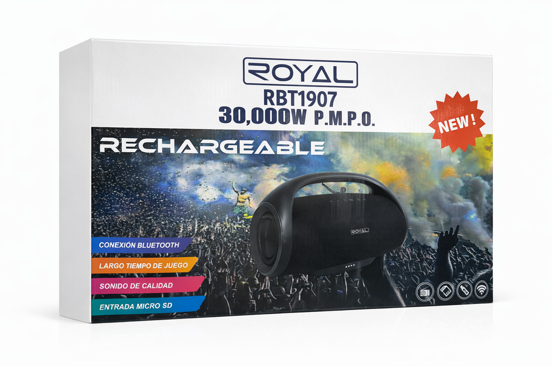 Parlante Bluetooth Portátil Potente Royal Recargable 30,000W